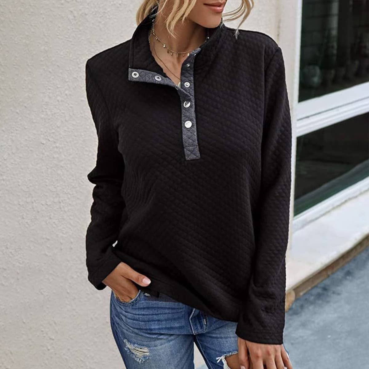 COLOR CONTRAST POCKET LAPEL PULLOVER HOODIE