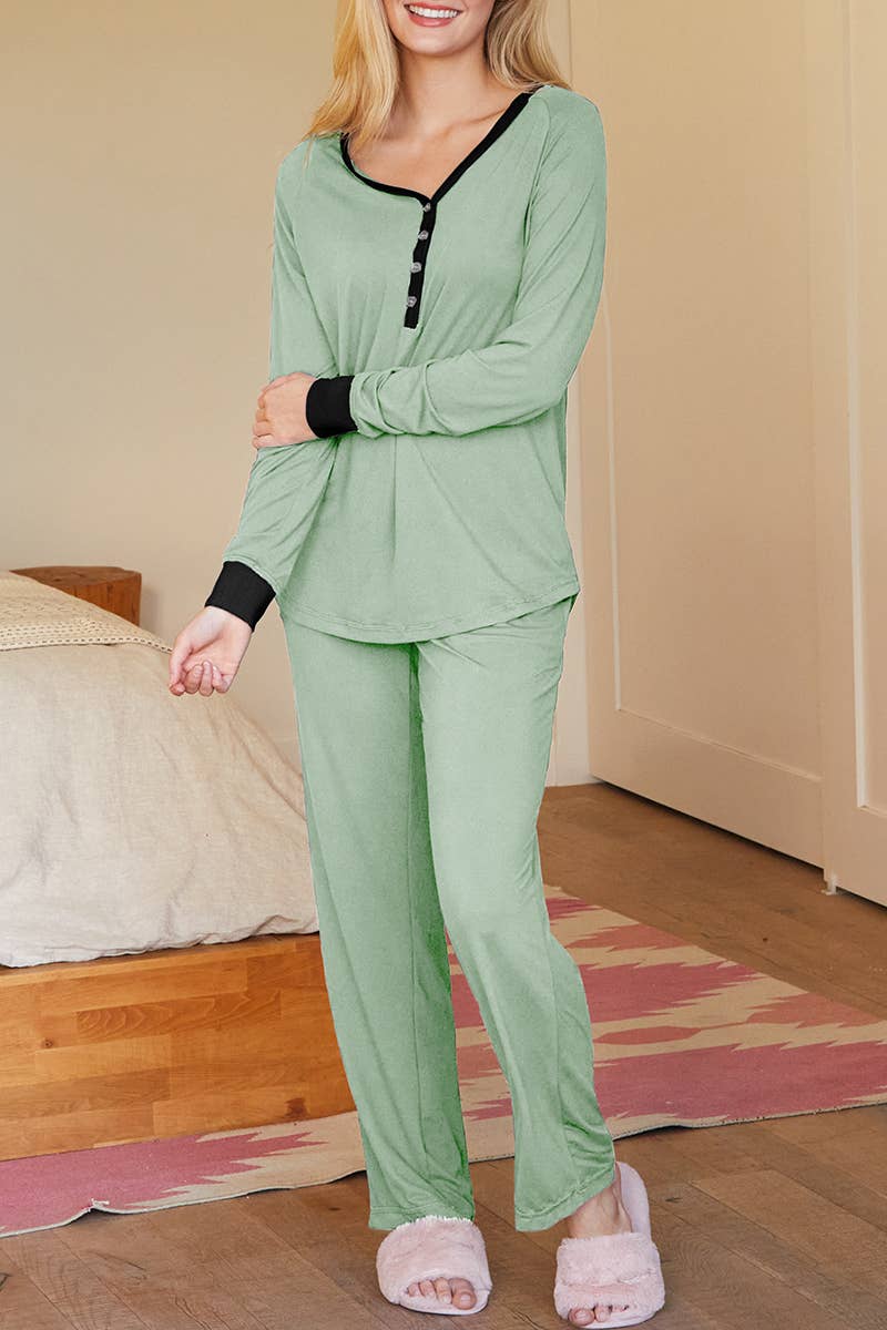 CWSPJ033_COZY LONG SLEEVE HENLEY NECK PAJAMA SET