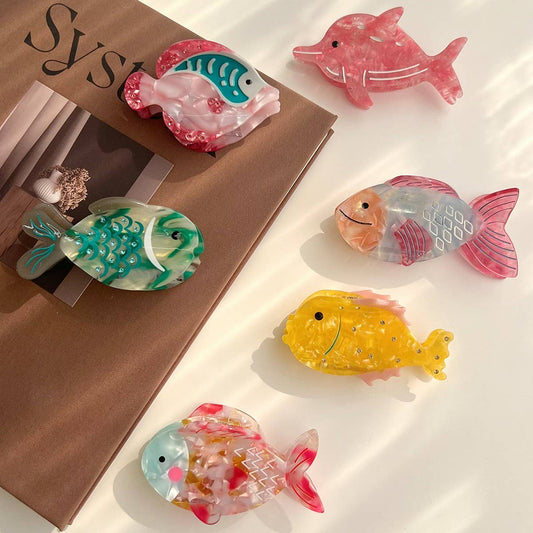 Pink Dolphin Acetate Hair Clip–Ocean Style & Cute_CWAHA5723▸