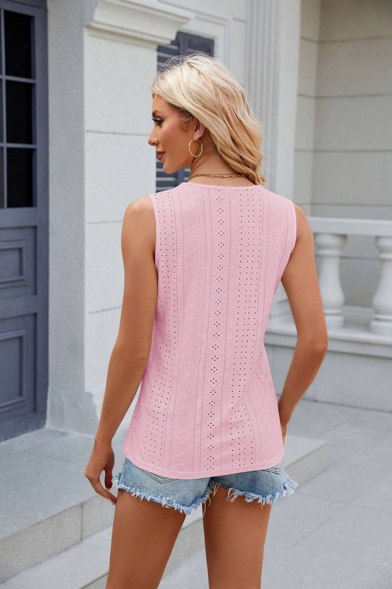 CWTTSL0238_V-Neck Sleeveless Knit Top