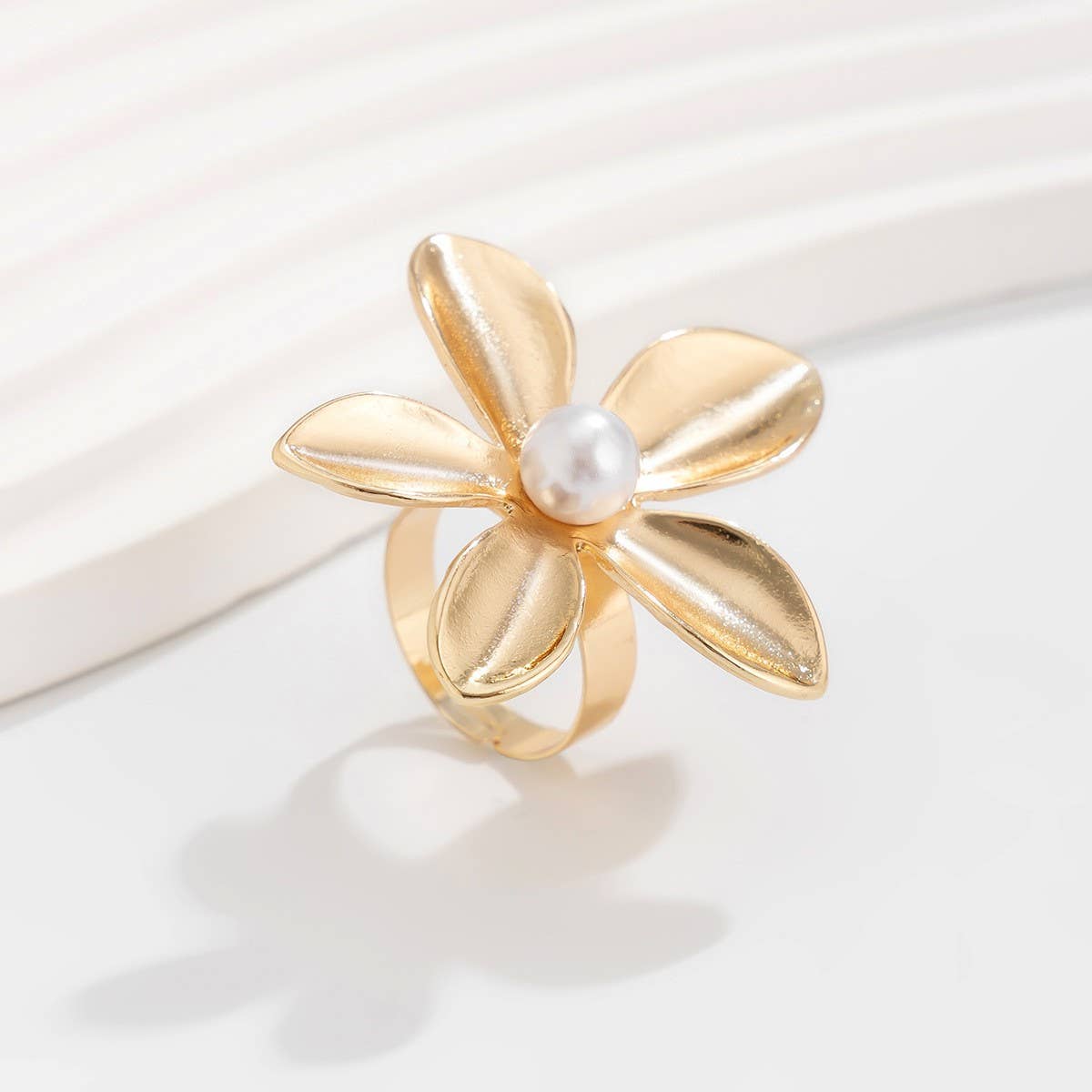 FASHIONABLE METAL IRREGULAR WATER DROP OPEN RING