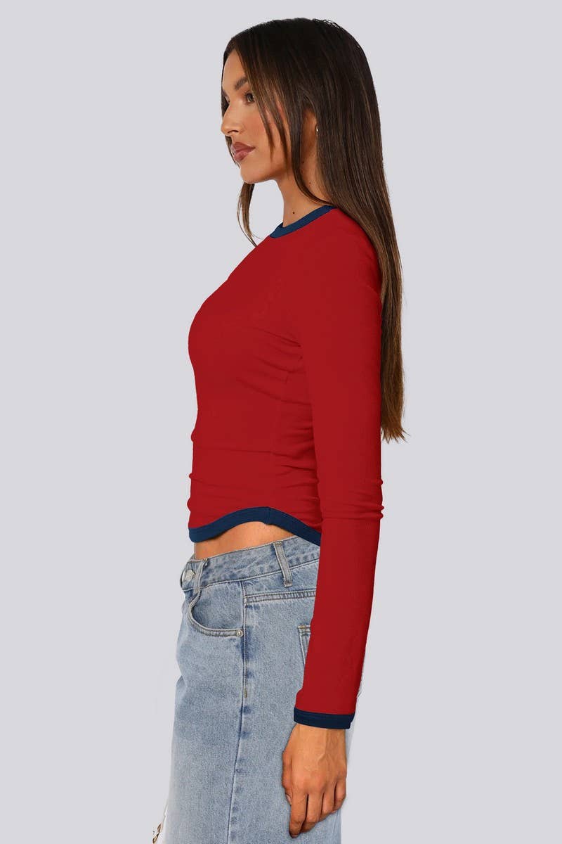 CWTBLL01072_LONG SLEEVE COLORBLOCK SLIM CROP PULLOVER