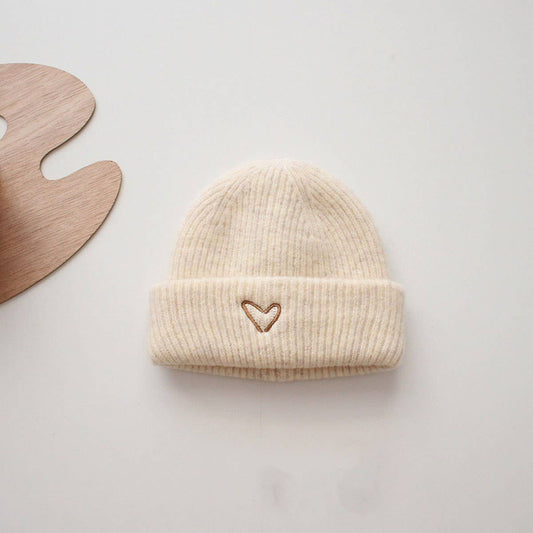 CHILDREN'S STYLISH EMBROIDERED HEART KNITTED HAT_CWAH2934