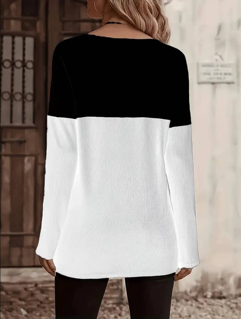 BUTTON EMBELLISHED COLOR PULLOVER SWEATER