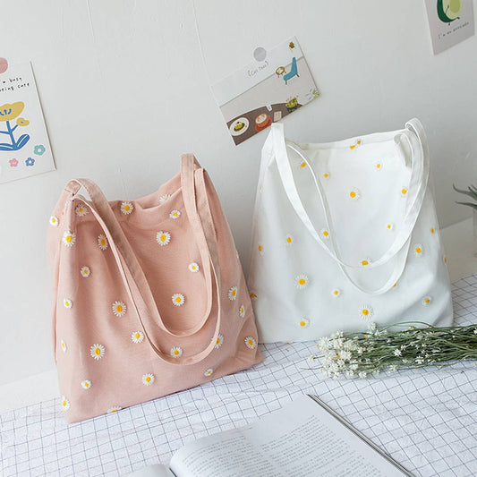 Daisy Lace Canvas Shoulder Tote for Women_CWAB5618
