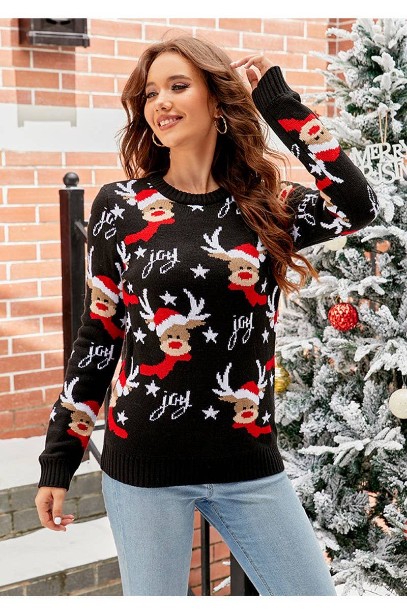 CWOSWL2423_JACQUARD CASUAL PULLOVER CHRISTMAS SWEATER