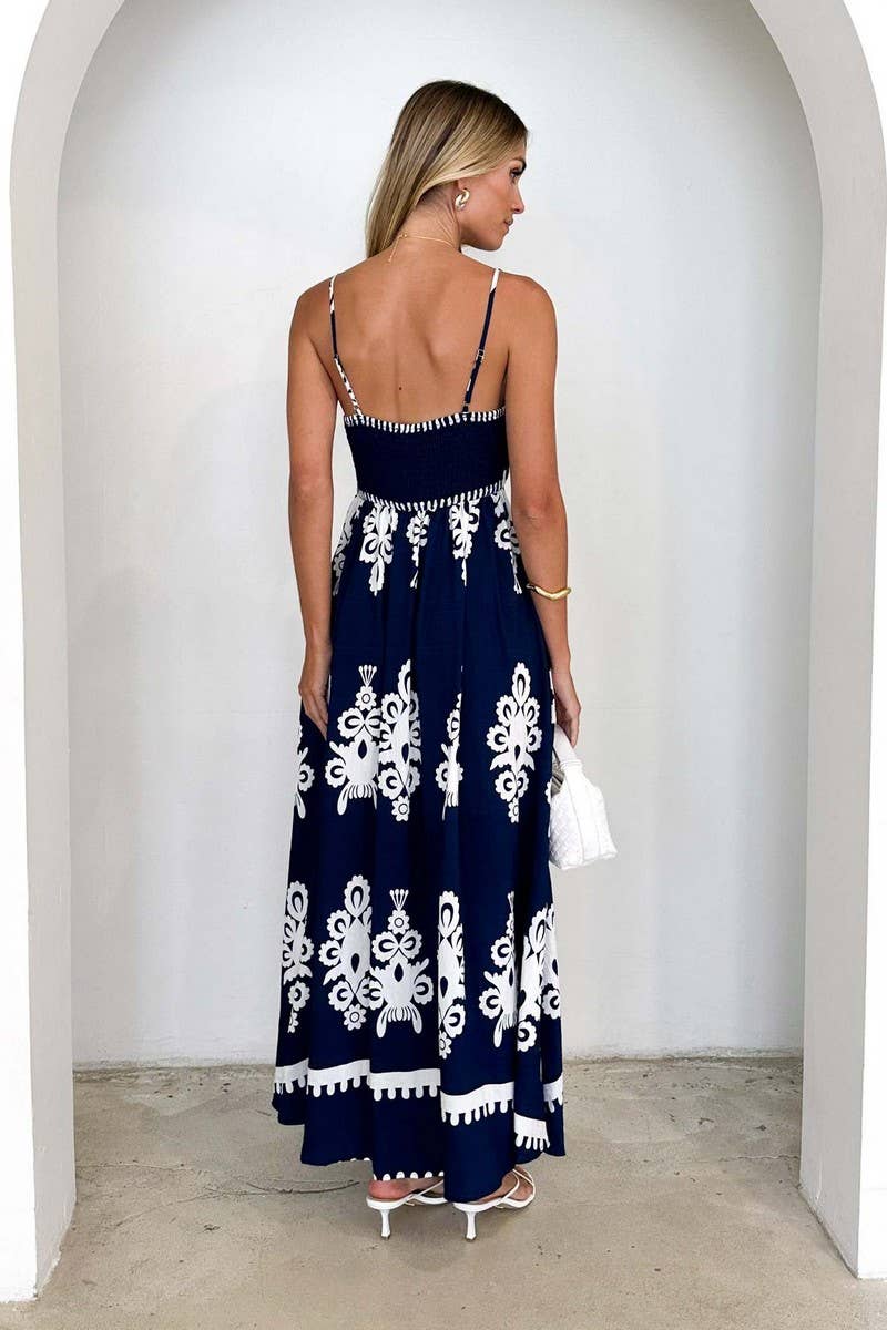 CWDHL1079_SUMMER TEMPERAMENT SLIM BACKLESS SUSPENDER SKIRT