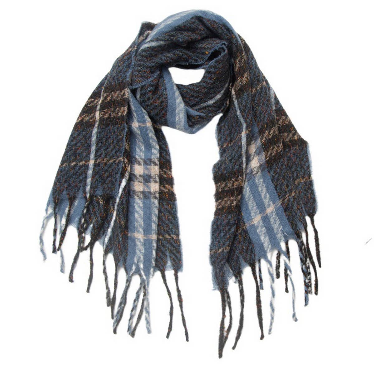 New Tassel Checkered Scarf for Fall & Winter_CWASC0869