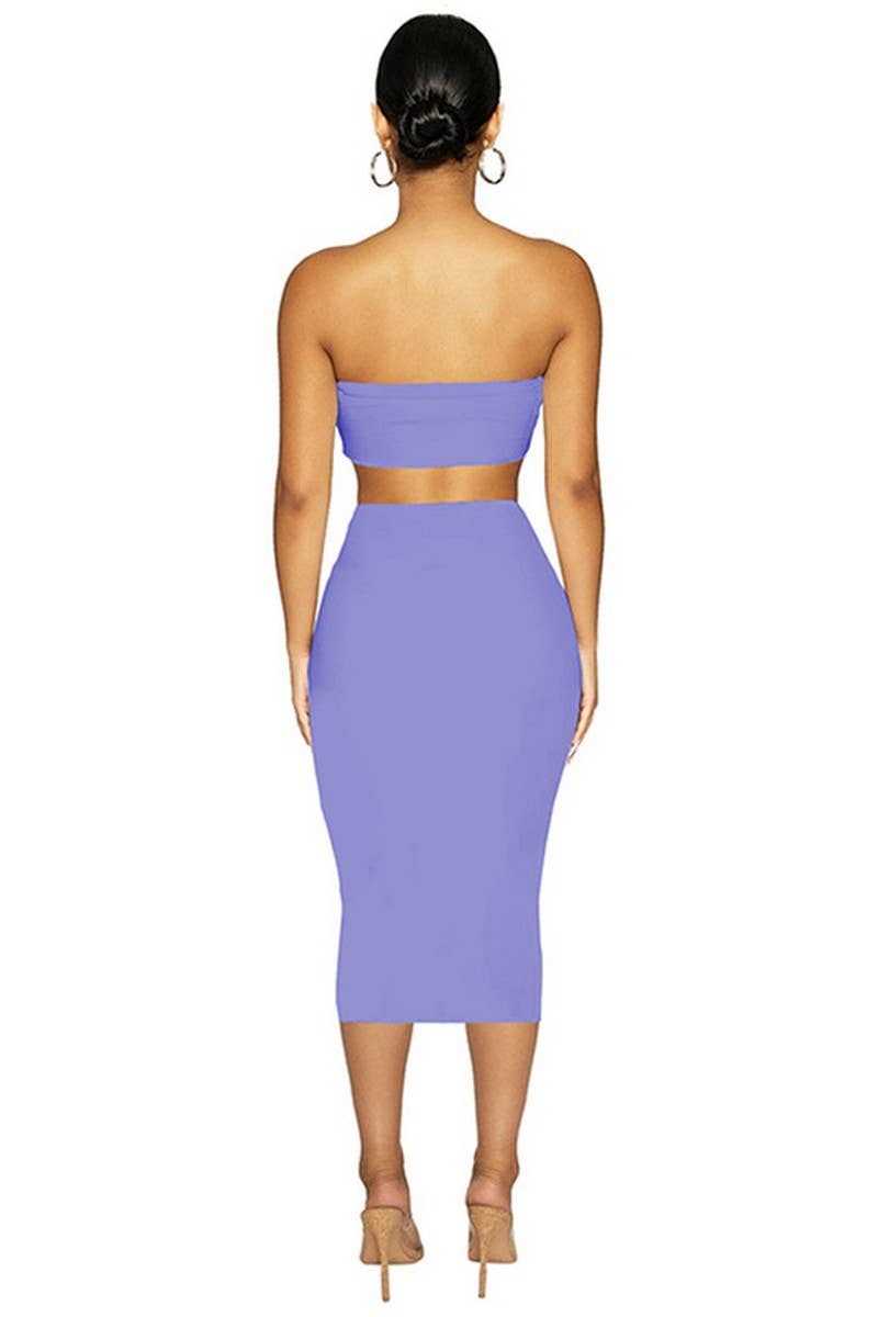 CWSS1098_NAVEL-BARING TUBE TOP TIGHT SKIRT TWO-PIECE SET