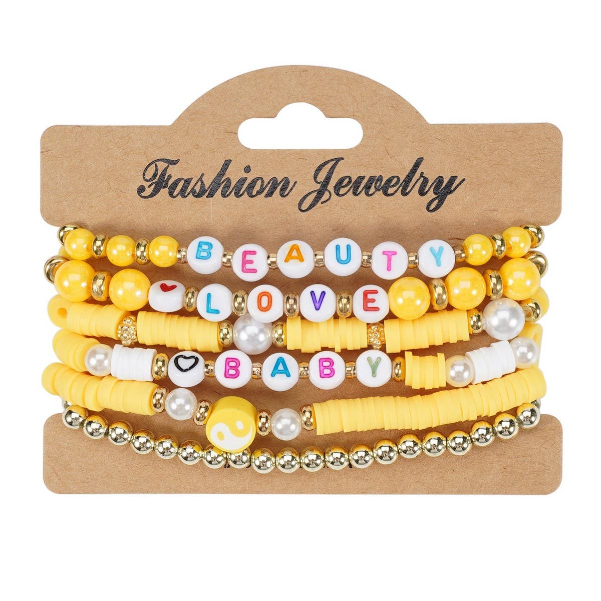 CWAJE05700_CUTE SMILEY RAINBOW BEADED FRIENDSHIP BRACELET