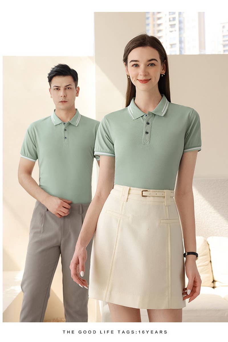 CWTBLS02416_COLLARED CUSTOM LOGO SHORT SLEEVE POLO SHIRT