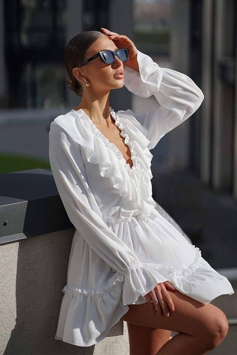 CWDSD8850_SUMMER RUFFLED A-LINE SKIRT CASUAL DRESS