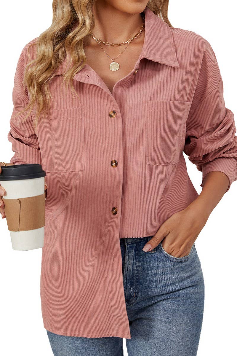 CWOBL0187_COLLAR POCKET COLLAR SOLID COLOR SPLICING SHIRT