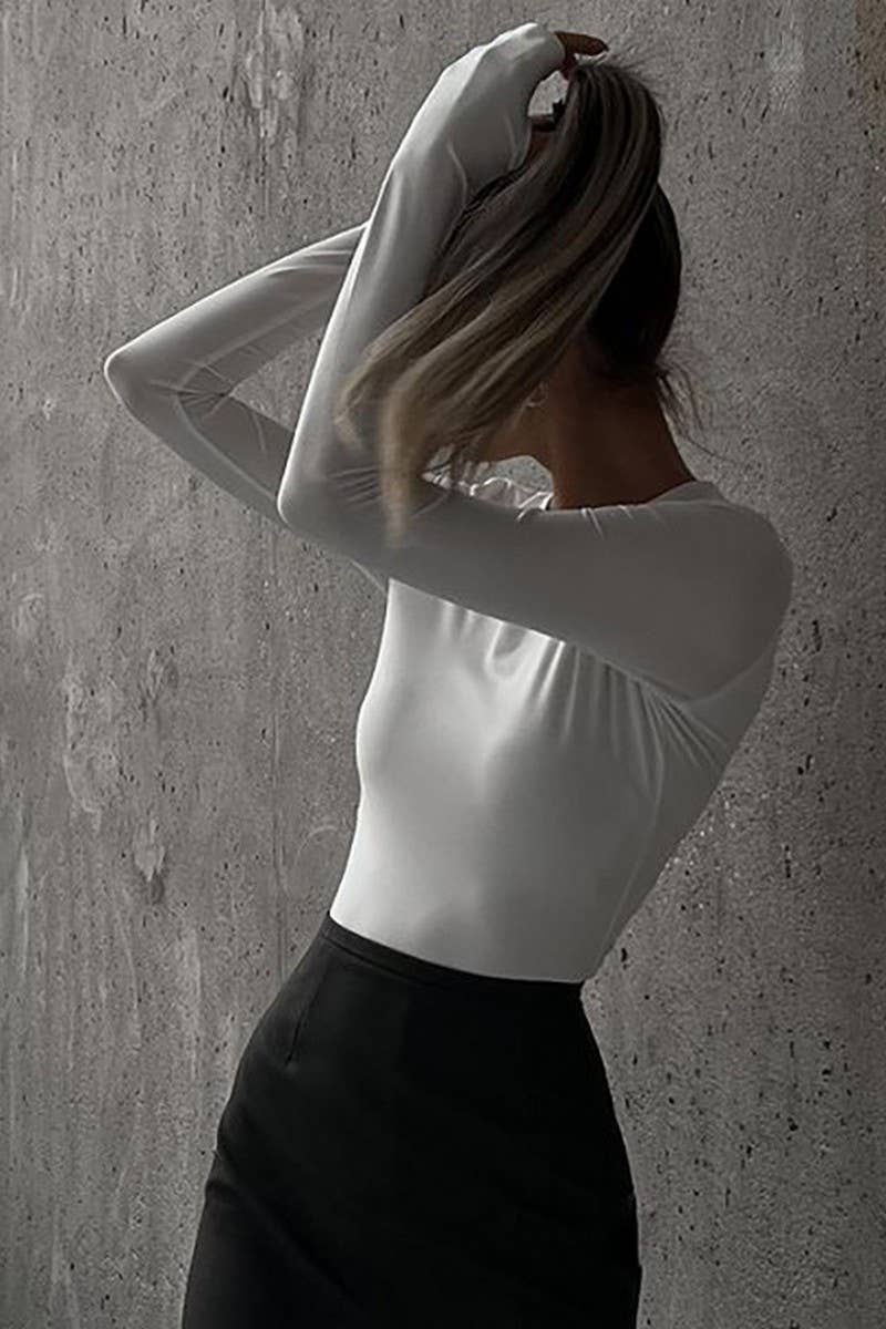 CWSBSL0109_SOLID COLOR ROUND NECK LONG SLEEVE BODYSUIT