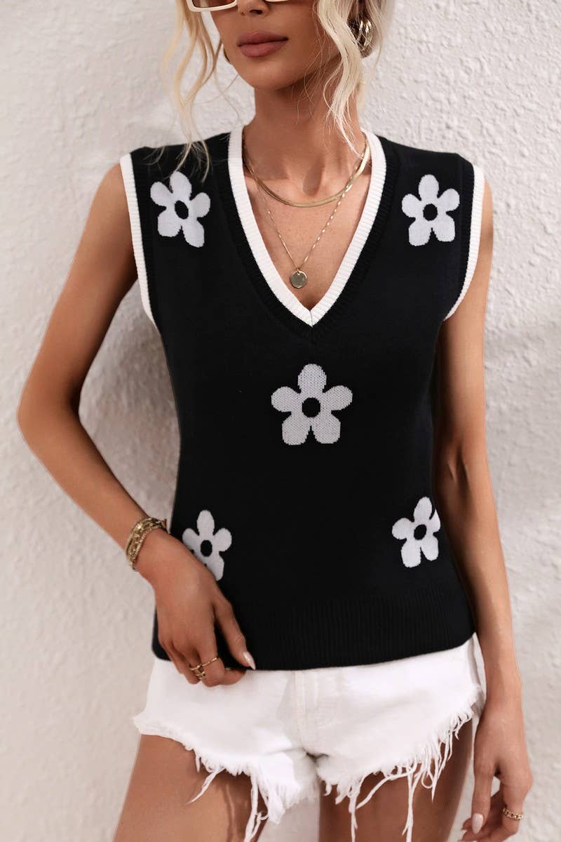 CWTTSL0207_Sleeveless V-Neck Pullover Knit Tank Tops Sweater