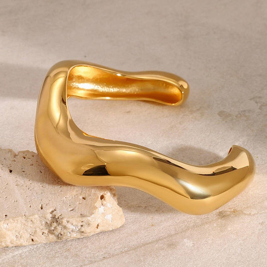 Gold Stainless Steel Open Bangle, Titanium Steel