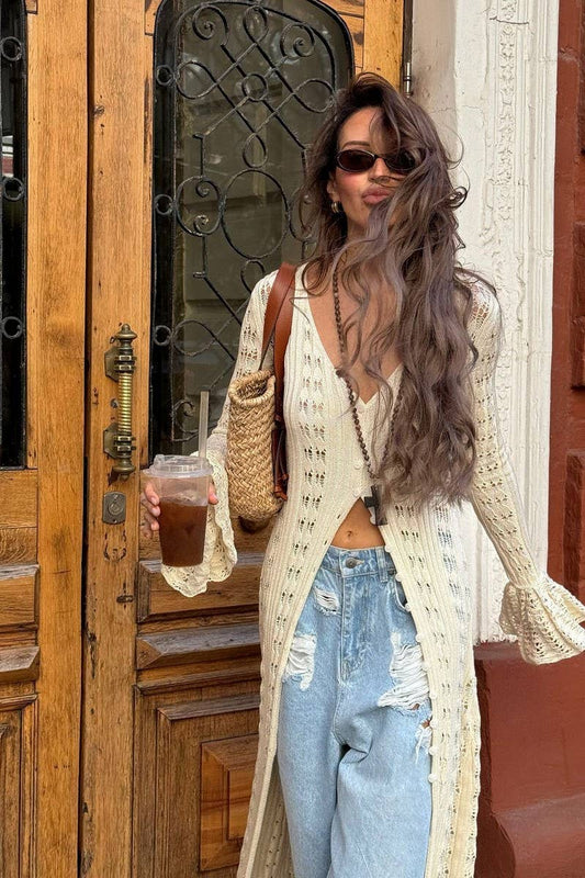 CWOCAL2300_EXTRA LONG OPENWORK CROCHET CARDIGAN