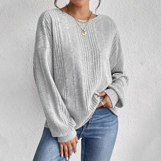DESIGN BACKLESS LOOSE PULLOVER CREW-NECK SWEATER