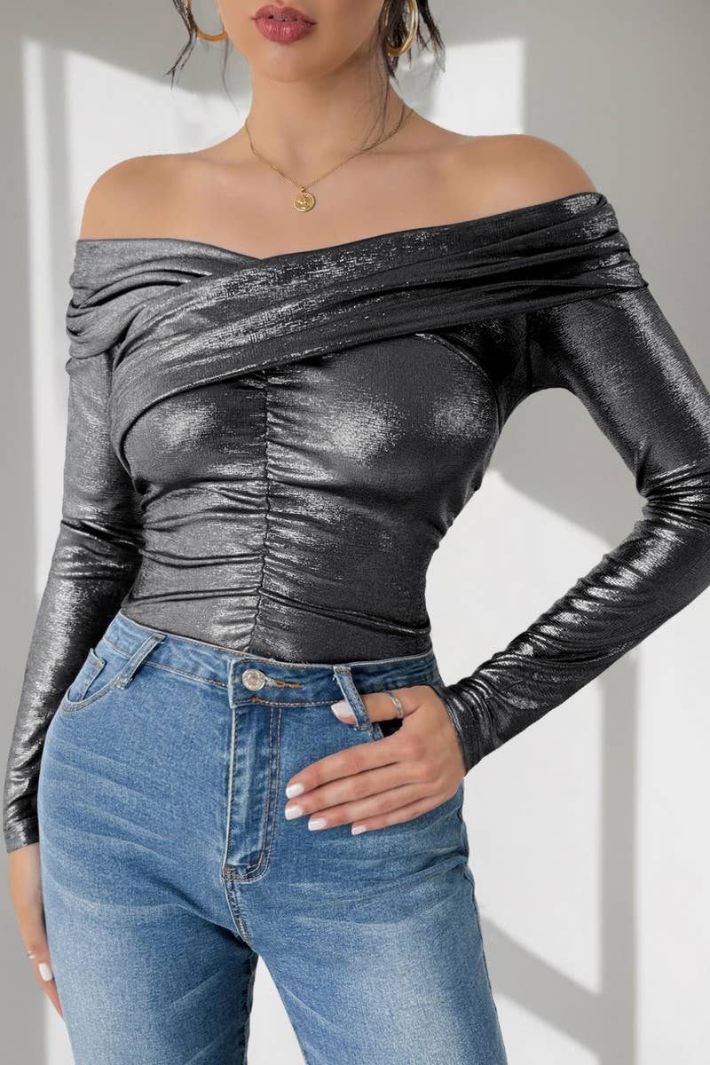 CWSBSL0129_HIGH ELASTIC OFF-SHOULDER CROSS BODYSUIT