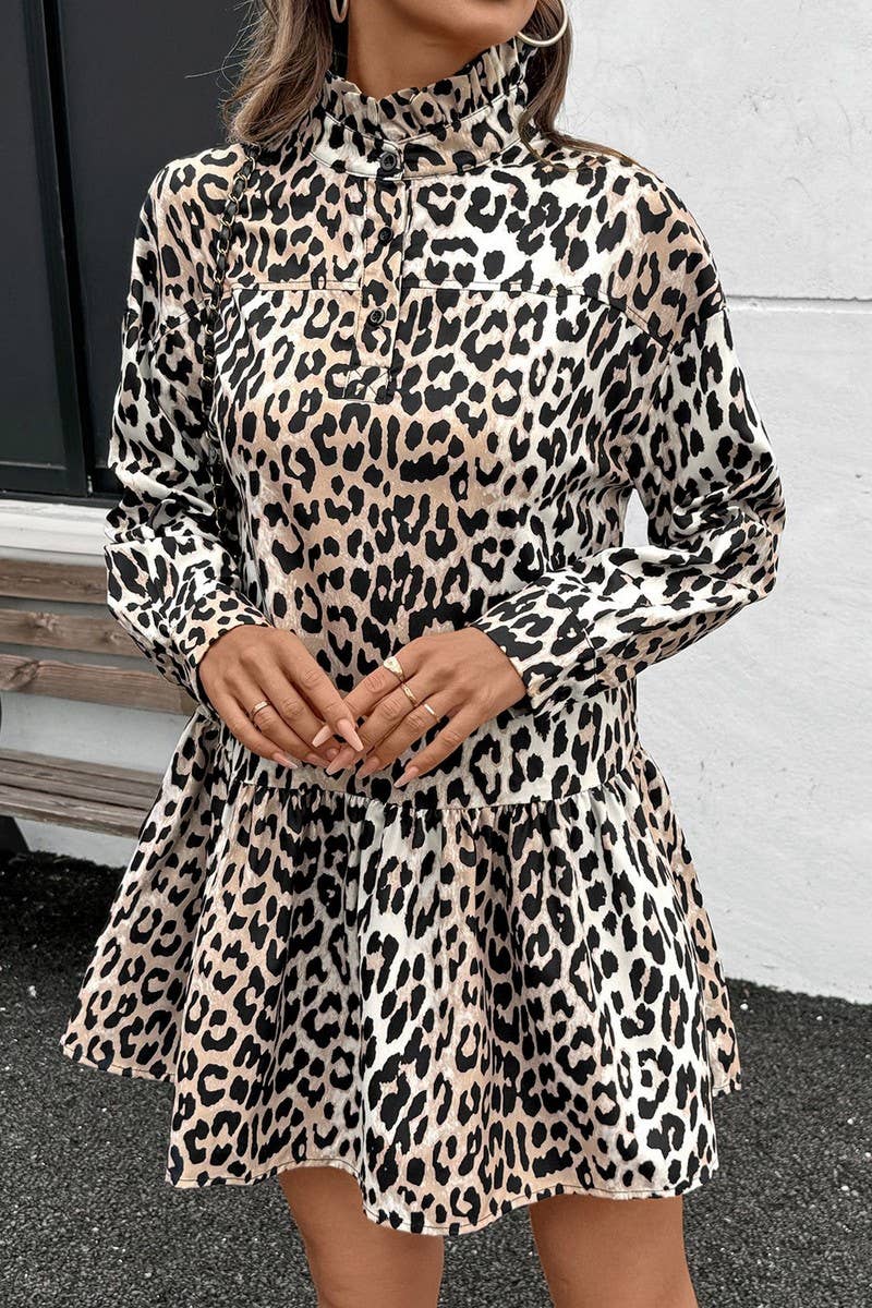 CWDSD8741_VINTAGE LEOPARD PRINT A-LINE MINI DRESS