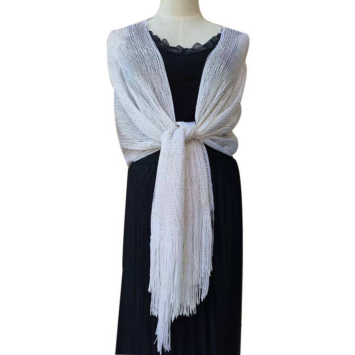 FASHIONABLE GOLD AND SILVER SILK SHAWL