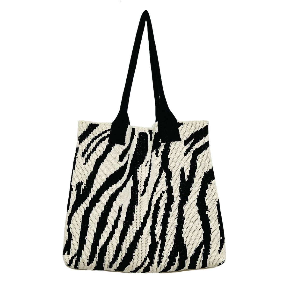 CWAB1955_STYLISH KNITTED STRIPED TOTE BAG