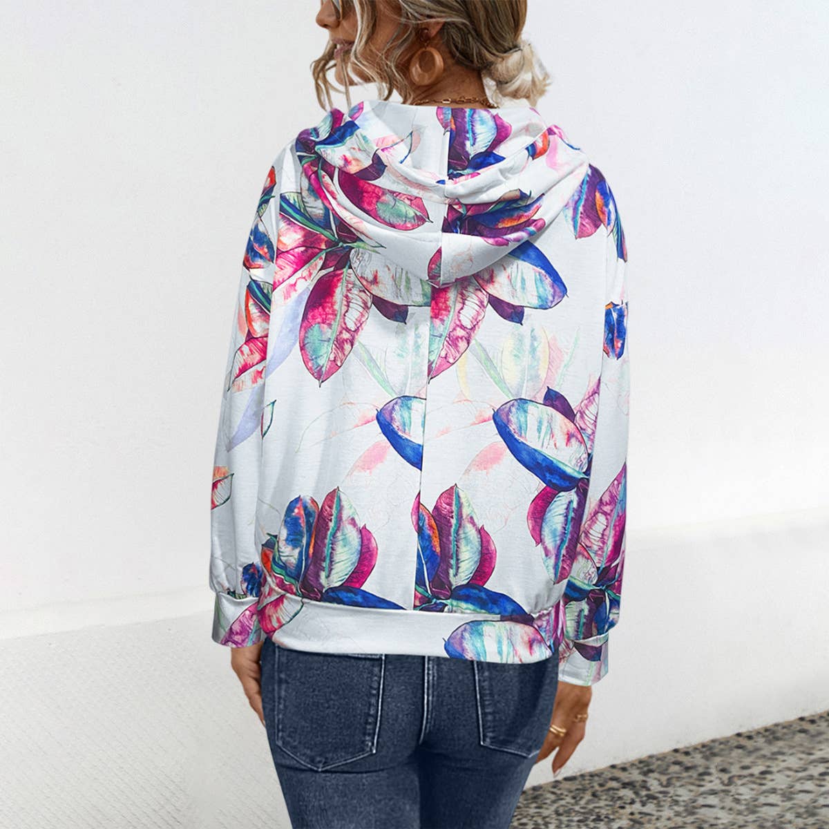 CASUAL PRINTED HOODED POCKET HOODIE