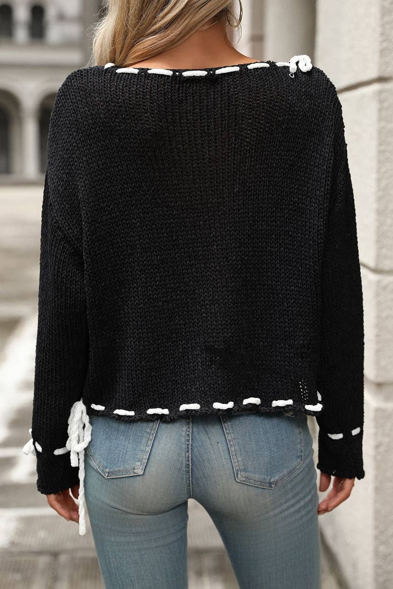 CWOSWL6514_LONG SLEEVED SWEATER WITH ROPE IN WINTER