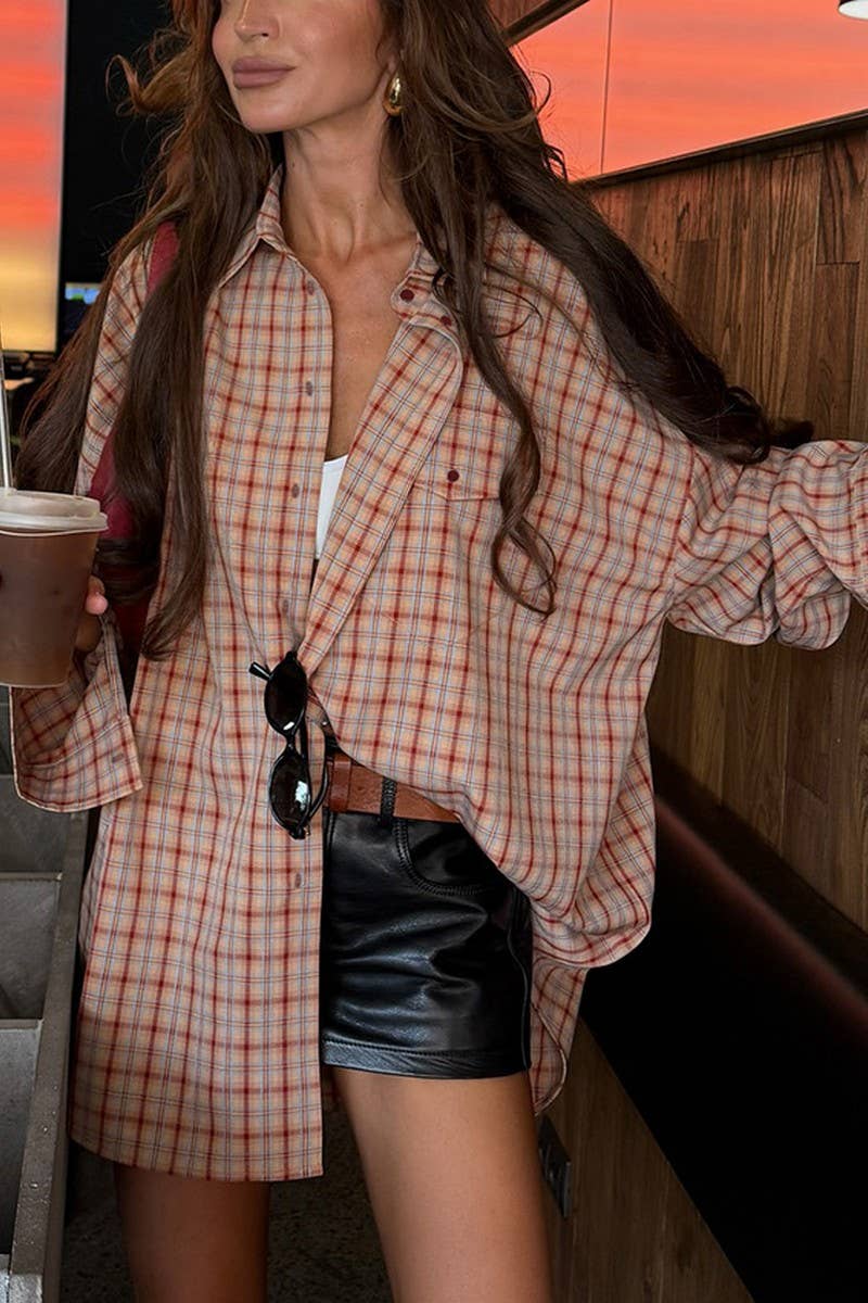 CWTSTL910_LOOSE RETRO PLAID LONG SLEEVE SHIRT