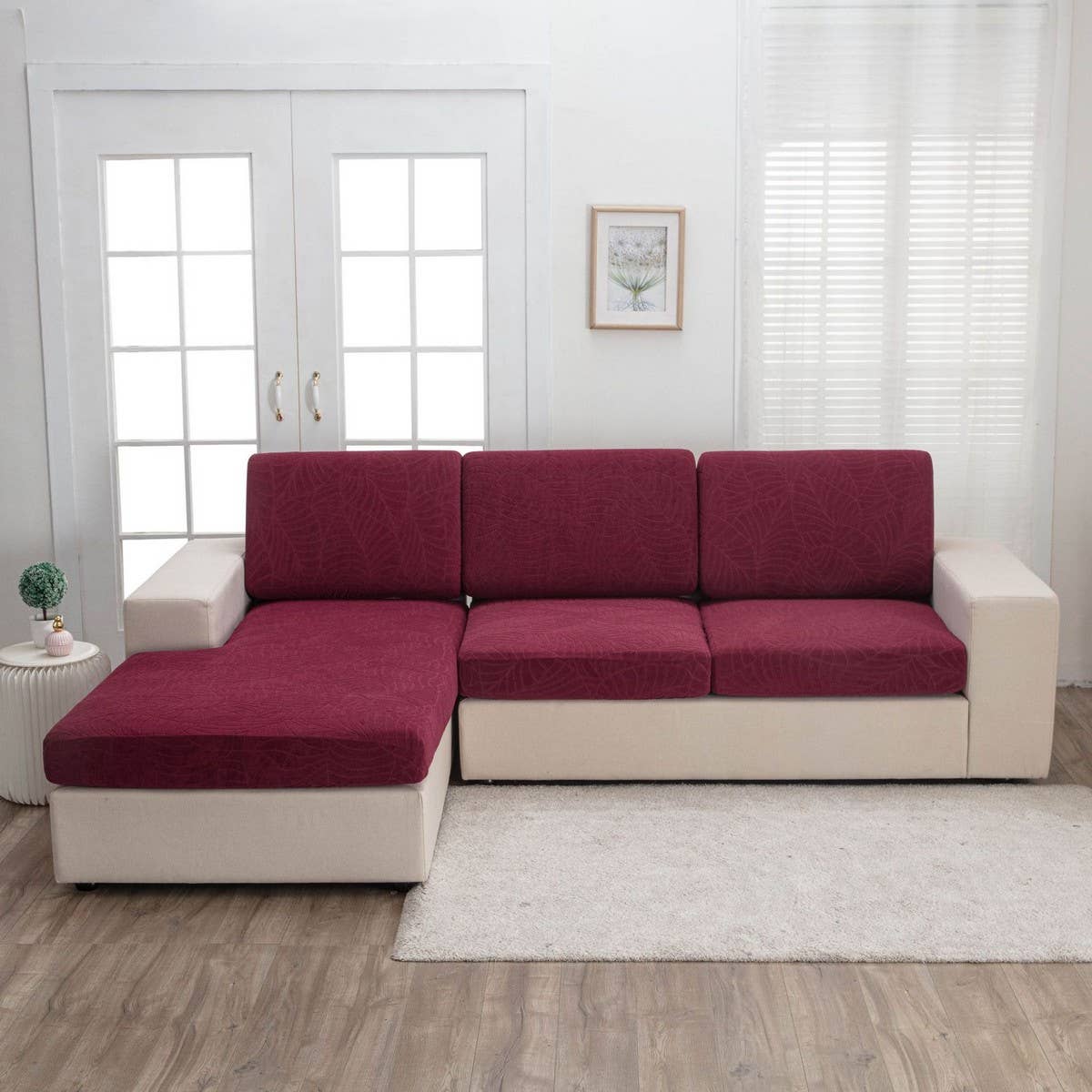 Waterproof Stretch Sofa Cover Solid Jacquard