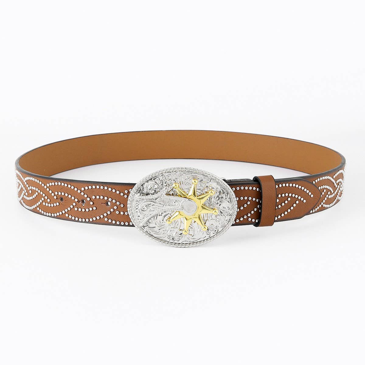 WESTERN DENIM BELT WITH ENGRAVED EMBOSSING_CWABE0413