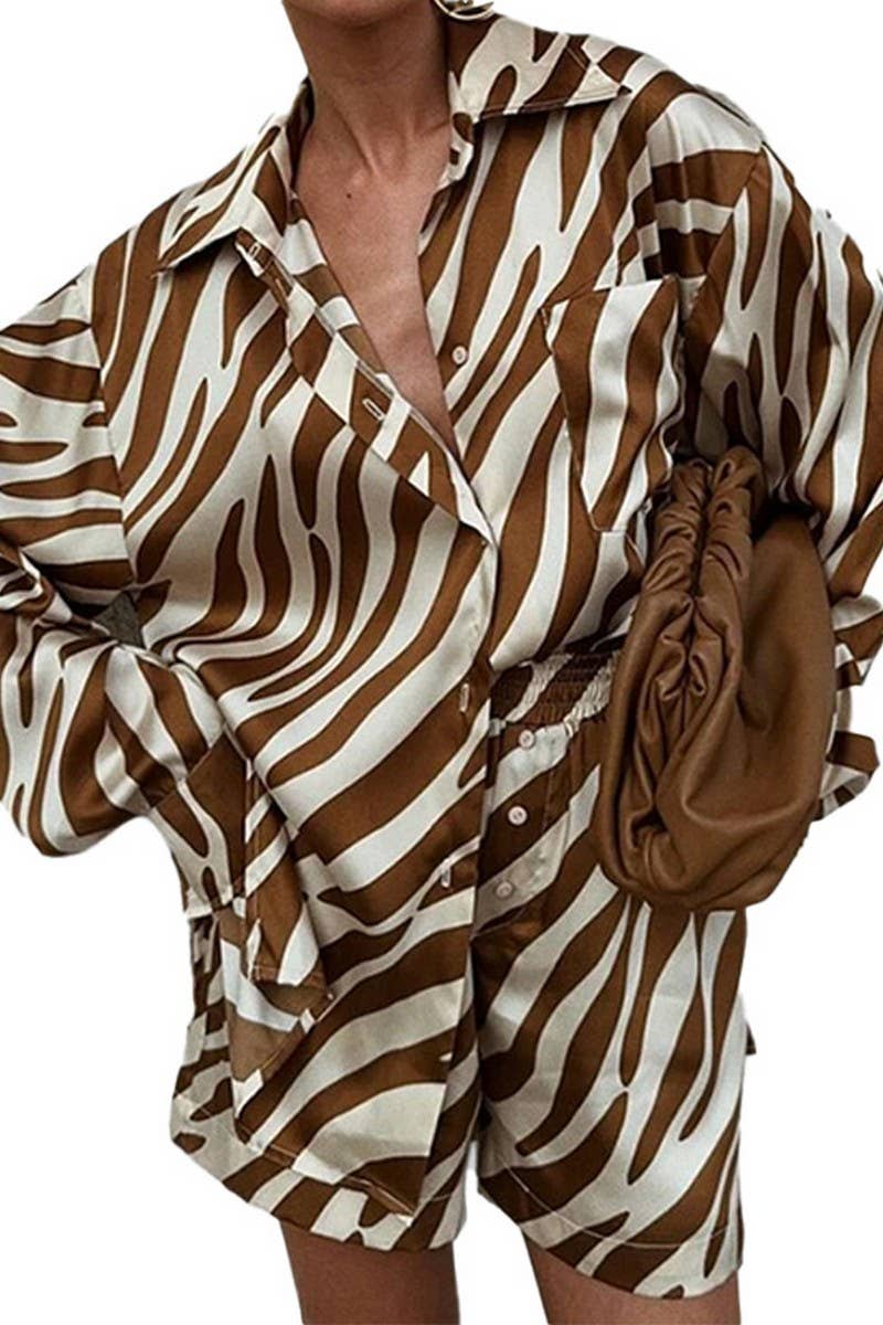 CWSS1250_PRINTED CASUAL SHIRT TWO-PIECE SET