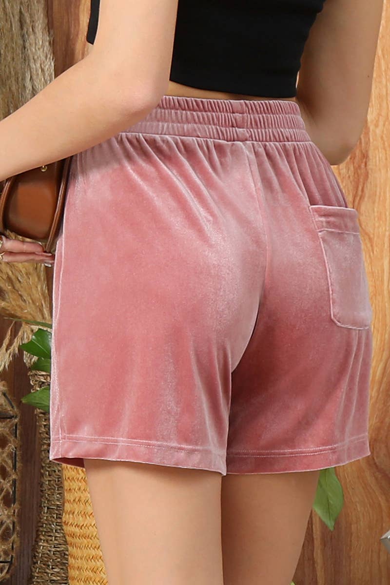 CWBSP132_HIGH WAIST SHORTS VELVET PANTS WITH SLANT POCKETS