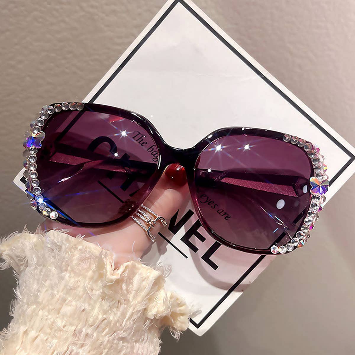 WOMEN RHINESTONE POLARIZED SUNGLASSES