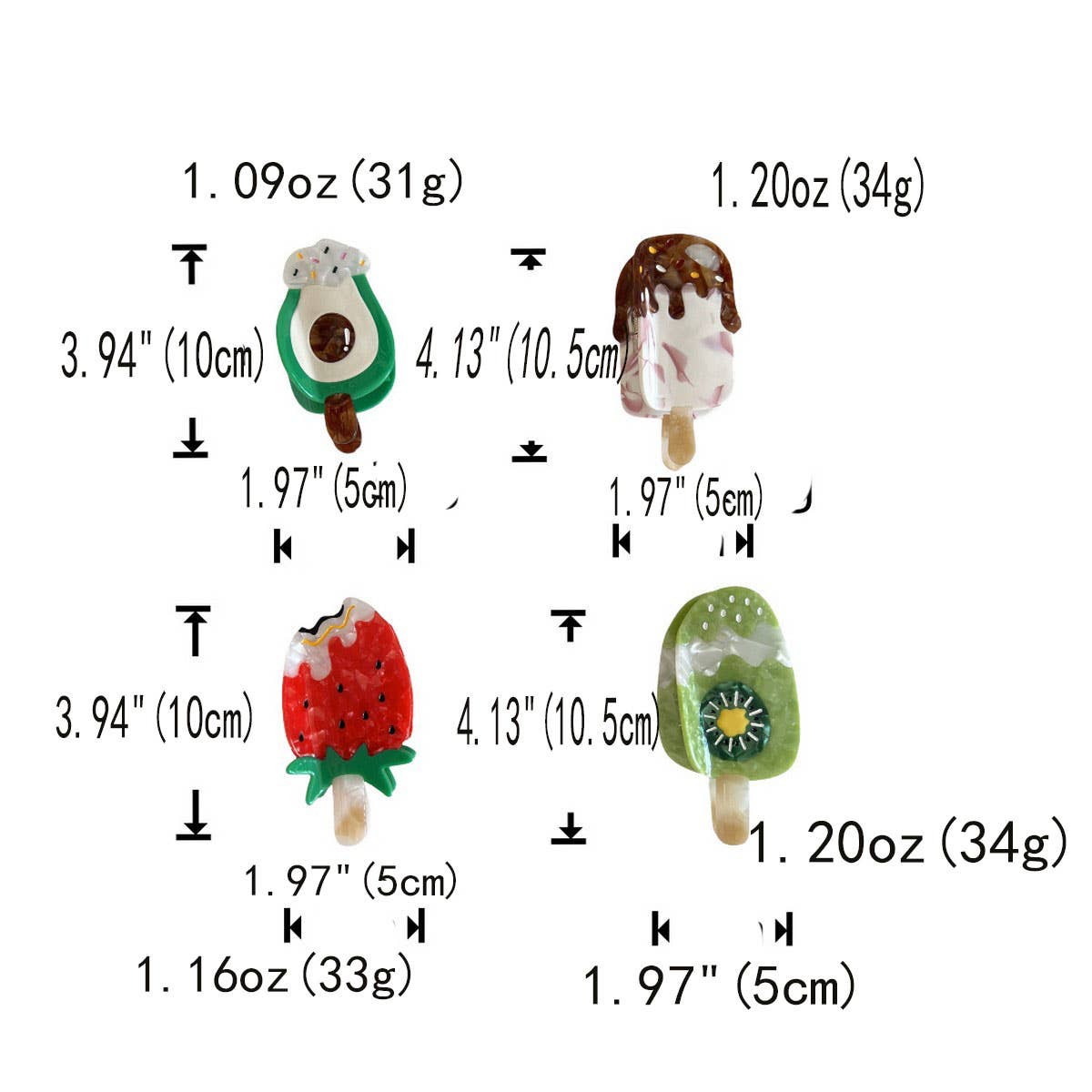 CWAHA07736_CUTE POPSICLE STRAWBERRY CHOCOLATE HAIR CLAW