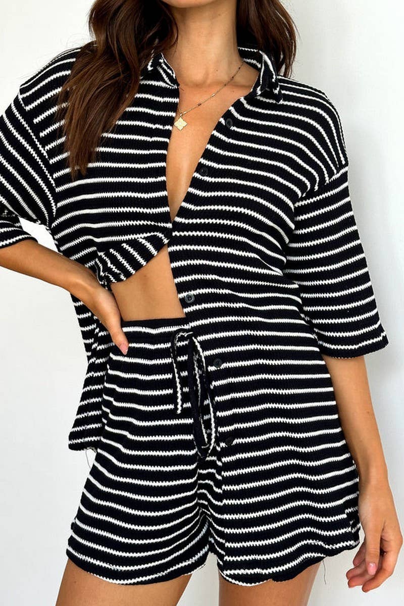 CWSTB1941_STRIPED HALF SLEEVE SHIRT AND SHORTS SET