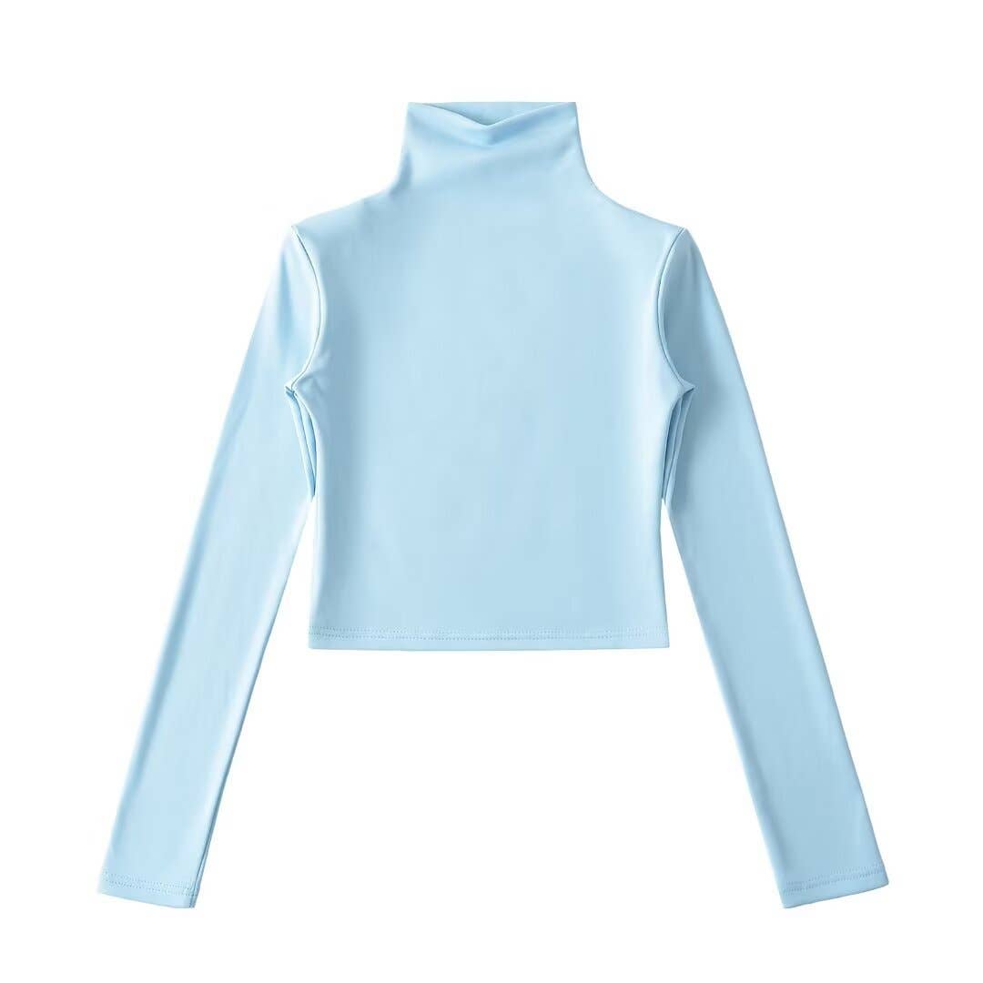 CASUAL SHOULDER PAD SHORT VELVET TURTLENECK BASE