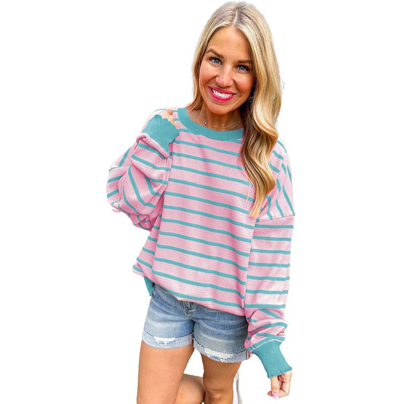 CREW-NECK LONG-SLEEVED CASUAL STRIPED SWEATER