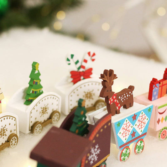 Painted Wooden Train Christmas Table Decor_CWAJE05395
