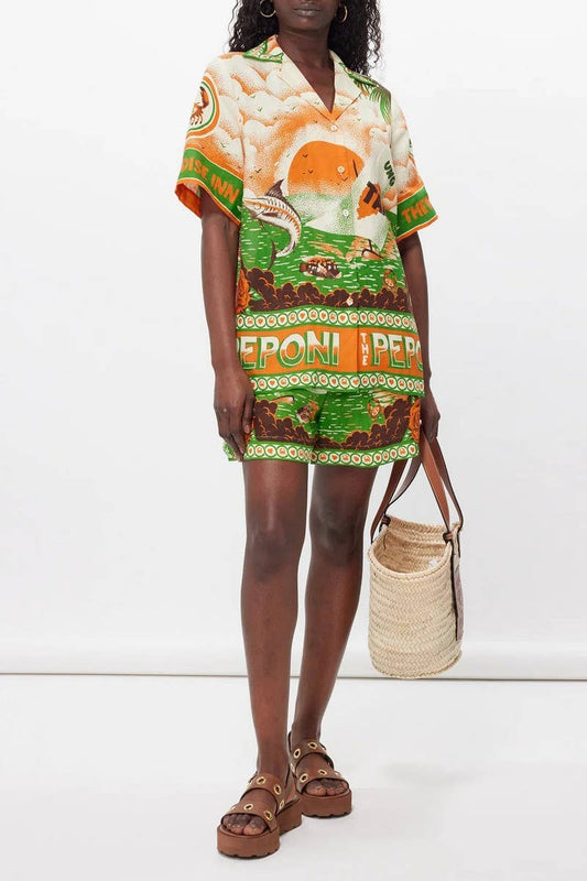 CWSS1238_GEOMETRIC PRINT COMFORTABLE CASUAL TWO-PIECE