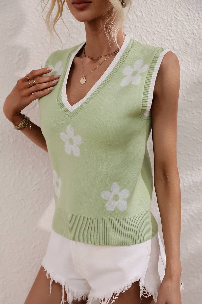 CWTTSL0207_Sleeveless V-Neck Pullover Knit Tank Tops Sweater