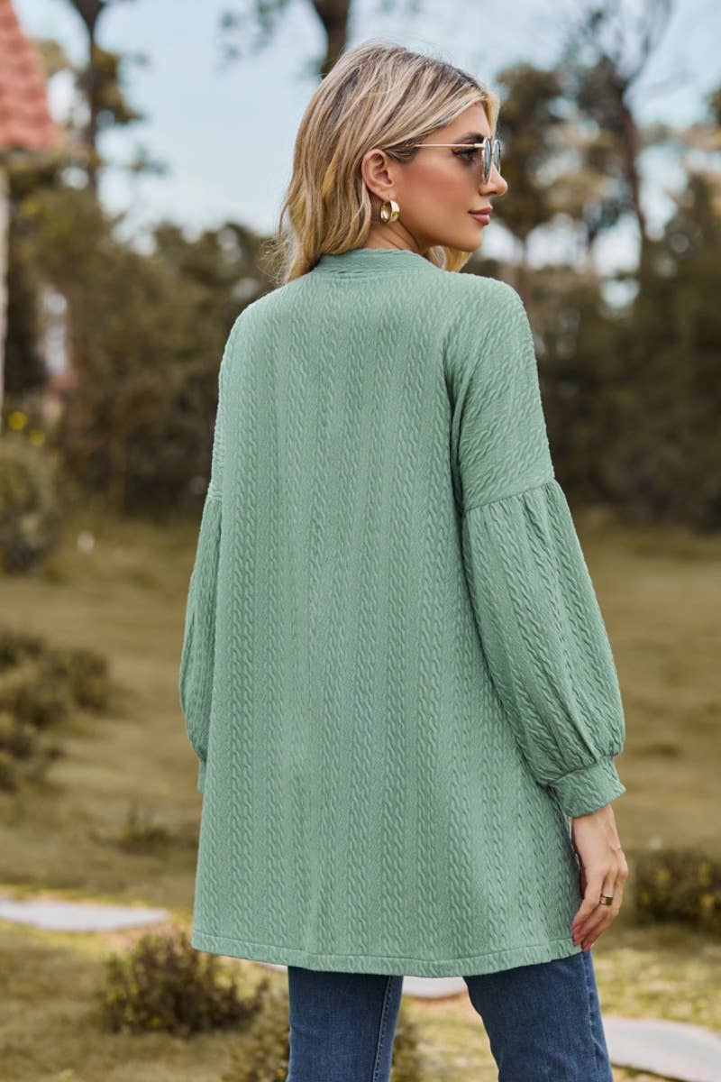 CWOCAL2082_BUTTON-FREE SOLID COLOR LONG SLEEVE CARDIGAN