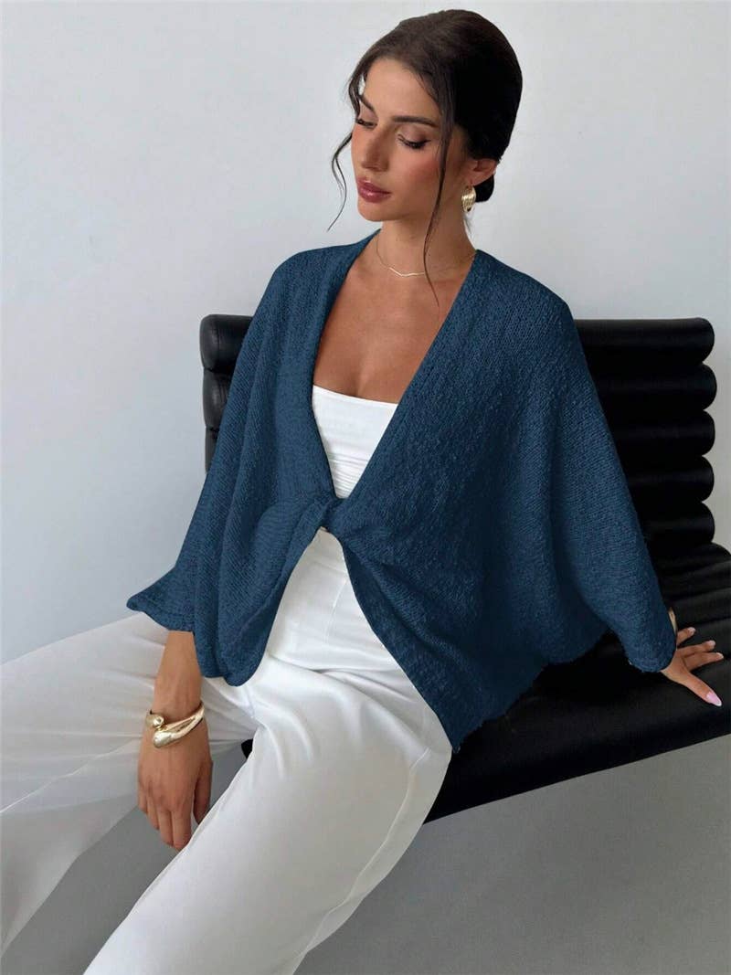 Cross design deep V-neck casual loose sweater