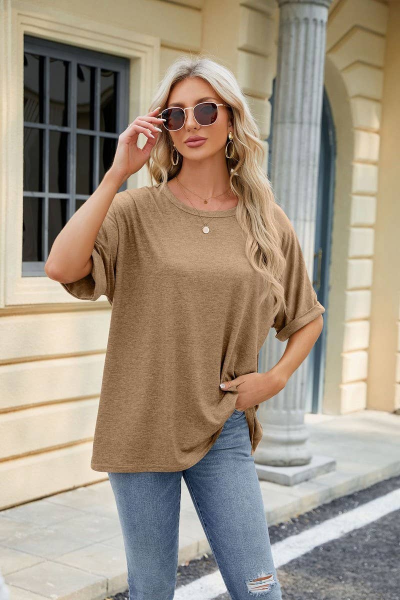 CWTTS0816_Round Neck Short Sleeve Knit Top