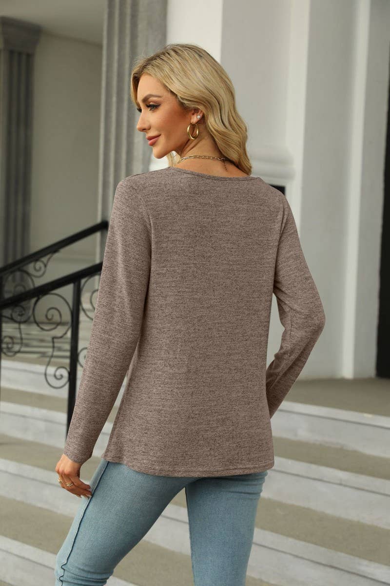 CWTTL1562_Sweetheart neck Pullover Long Sleeve Blouse