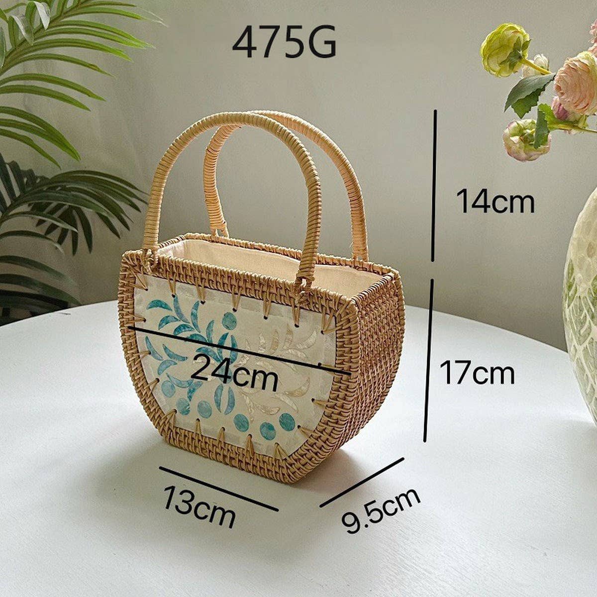 HANDMADE RATTAN BASKET SHELL STORAGE HANDBAG