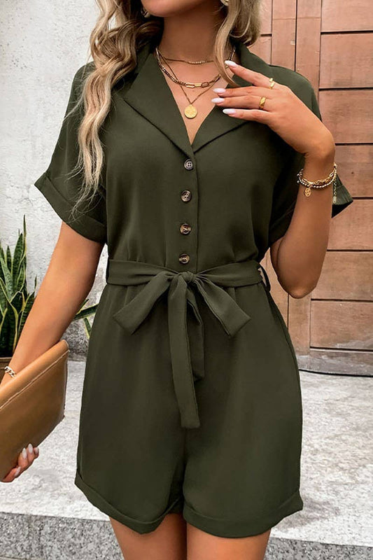 CWSR0091_CASUAL COLLARED SHORT SLEEVED ROMPER
