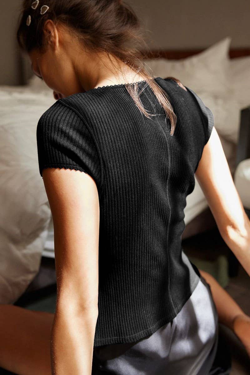 CWTBLS1774_THREADED BUTTON SHORT SLEEVE CARDIGAN TOP