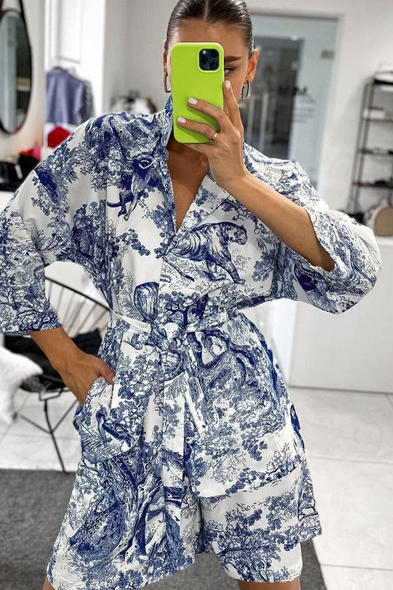 CWSPJ0299_PRINTED CARDIGAN TIE PAJAMAS TWO-PIECE SET