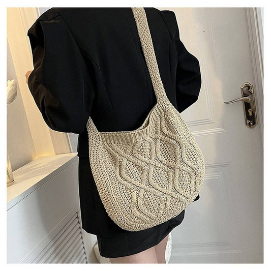 CWAB4573_SOLID KNIT TWIST VINTAGE TOTE CROSSBODY BAG